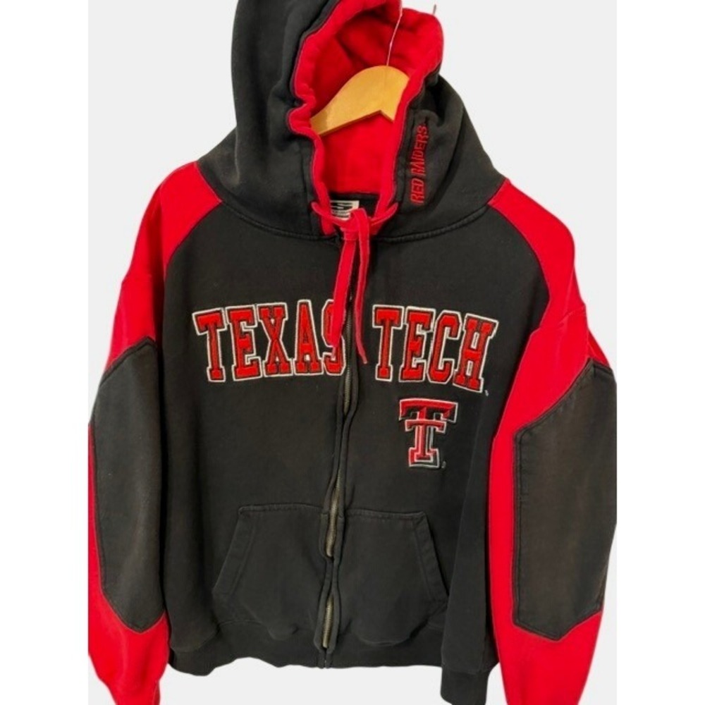 Stadium Athletics Texas Tech Red Raiders Zip Up Hoodie Mens Large Black Red Logo